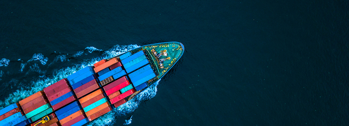 Aerial view from drone, Container ship or cargo shipping busines