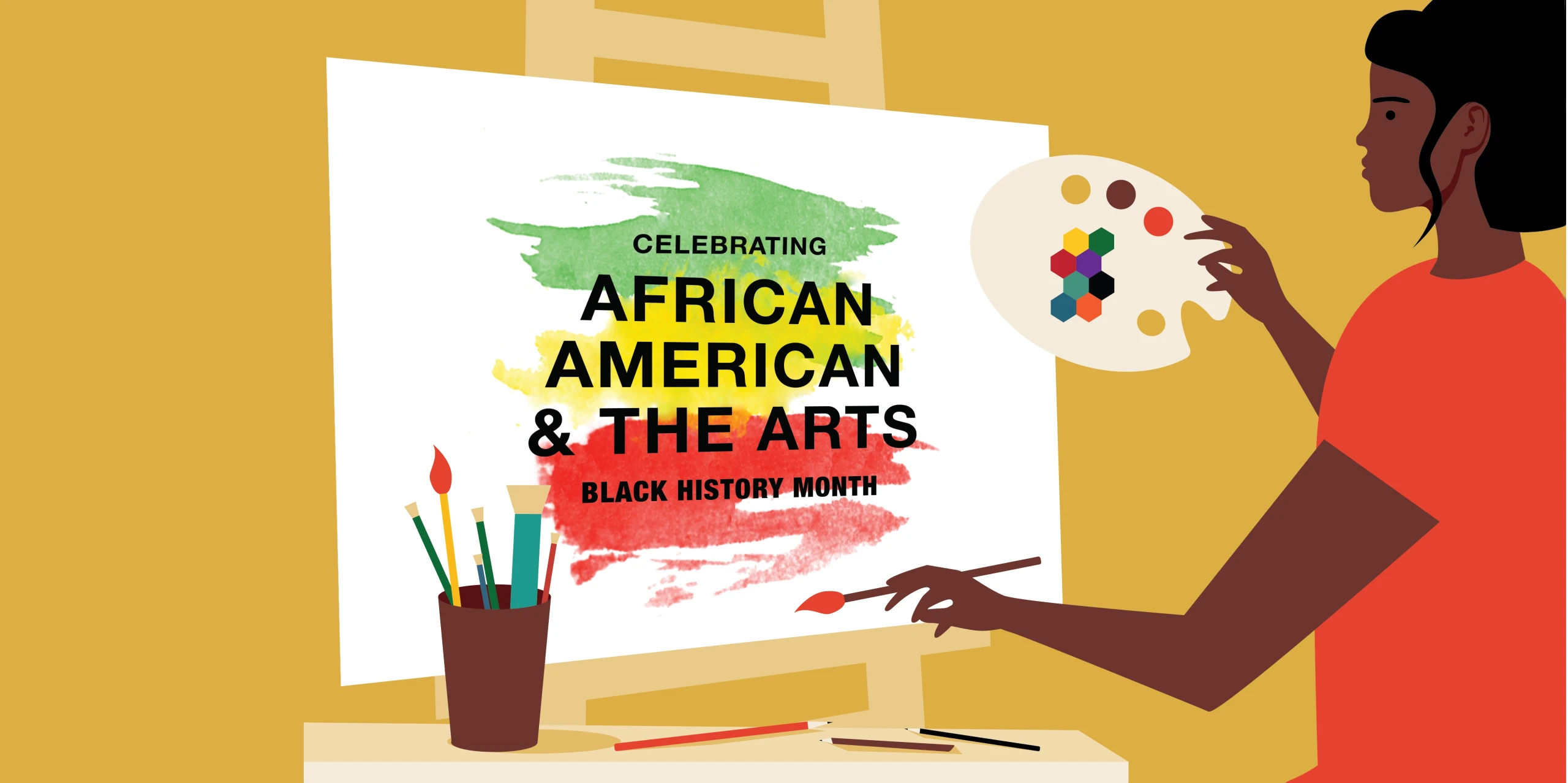 Illustration of African American artist painting Black History Month